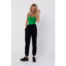 spodnie dresowe damskie typu joggery (zielony, m)