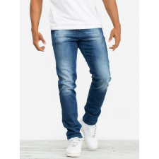spodnie jeansowe straight męskie ciemne niebieskie wycierane ssg basic