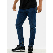 Spodnie Jeansowe Ze Ściągaczem Slim Męskie Niebieskie SSG Premium Zip Legs