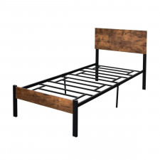 Stalowa rama łóżka z zagłówkiem w stylu industrialnym