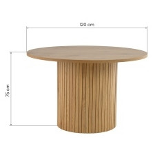 Stół do jadalni Remigio 120 cm, okrągły z lamelami, dąb
