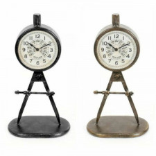 Stolné hodiny DKD Home Decor 17 x 8 x 31 cm Czarny Złoty Żelazo PVC Loft (2 Sztuk)