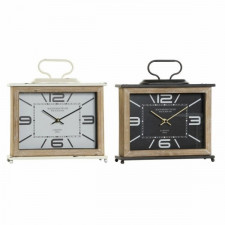 Stolné hodiny DKD Home Decor 28 x 8 x 29,5 cm Czarny Metal Biały Tradycyjny Drewno MDF (2 Sztuk)