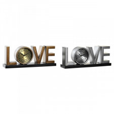 Stolné hodiny DKD Home Decor Love Miedź 39 x 8 x 15 cm Srebrzysty Żelazo Loft (2 Sztuk)
