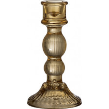 Świecznik na klasyczną świecę Litus 15 cm brązowy szklany