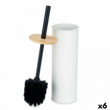 Szczotka toaletowa Biały Metal Bambus Plastikowy 9,5 X 27 X 9,5 cm (6 Sztuk)