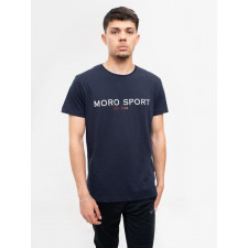 t-shirt z nadrukiem męski granatowy moro sport name logo