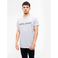 t-shirt z nadrukiem męski szary moro sport name logo