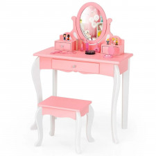 Toaletka dla dzieci z obrotowym lustrem i stołkiem