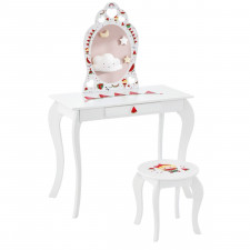 Toaletka dziecięca biurko z lustrem i taboretem biała