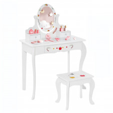 Toaletka dziecięca biurko z obrotowym lustrem i taboretem