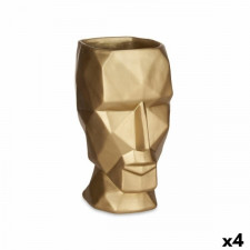 Wazon 3D Twarz Złoty Polyresin 12 x 24,5 x 16 cm (4 Sztuk)