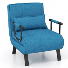 Wielofunkcyjny fotel rozkładany niebieski z regulowanym oparciem