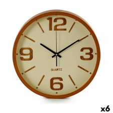 Zegar Ścienny Brązowy Metal Szkło Plastikowy 40 x 5 x 40 cm (6 Sztuk)