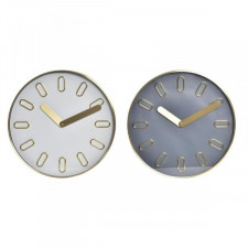 Zegar Ścienny DKD Home Decor 35,5 x 4,2 x 35,5 cm Szkło Szary Złoty Aluminium Biały Nowoczesny (2 Sz