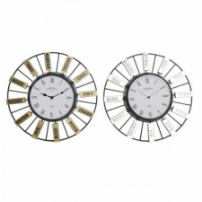 Zegar Ścienny DKD Home Decor 40 x 6,4 x 40 cm Szkło Srebrzysty Złoty Żelazo (2 Sztuk)