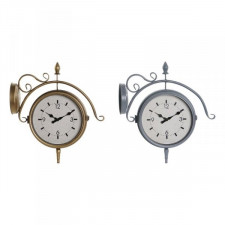 Zegar Ścienny DKD Home Decor 43 x 14,5 x 47 cm Szkło Szary Złoty Żelazo Tradycyjny (2 Sztuk)