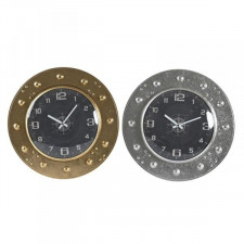 Zegar Ścienny DKD Home Decor 48,5 x 6 x 48,5 cm Szkło Srebrzysty Czarny Złoty Żelazo (2 Sztuk)