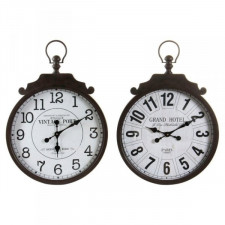 Zegar Ścienny DKD Home Decor 50 x 6 x 71 cm Czarny Biały Żelazo Tradycyjny (2 Sztuk)