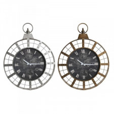 Zegar Ścienny DKD Home Decor 60 x 6,5 x 78 cm Szkło Srebrzysty Czarny Złoty Żelazo (2 Sztuk)