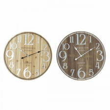 Zegar Ścienny DKD Home Decor 68 x 4,5 x 68 cm Naturalny Brązowy Tradycyjny Drewno MDF (2 Sztuk)