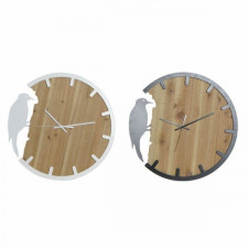 Zegar Ścienny DKD Home Decor Biały Brązowy Czarny Biały/Czarny Żelazo Plastikowy Drewno MDF Ptak 50 