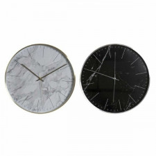 Zegar Ścienny DKD Home Decor Czarny 40 x 5 x 40 cm Aluminium Biały Nowoczesny (2 Sztuk)