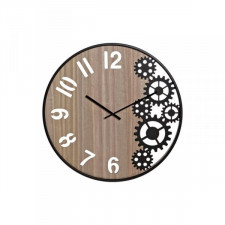 Zegar Ścienny DKD Home Decor Drewno Naturalny Czarny Żelazo Koła zębate (60 x 4 x 60 cm)