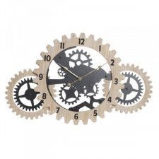 Zegar Ścienny DKD Home Decor Naturalny Czarny MDF Koła zębate (70 x 4 x 45 cm)