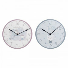 Zegar Ścienny DKD Home Decor Niebieski Wielokolorowy Różowy Drewno Metal Plastikowy Drewno MDF Dziec