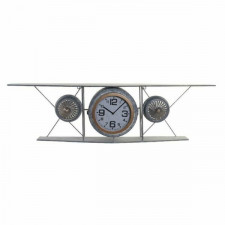 Zegar Ścienny DKD Home Decor Szkło Żelazo Samolot Drewno MDF Ciemny szary (120 x 21 x 33.5 cm)