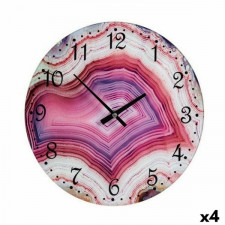 Zegar Ścienny Marmur Różowy Szkło 30 x 4 x 30 cm (4 Sztuk)
