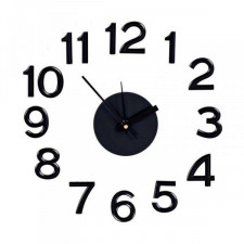 Zegar Ścienny Naklejka Czarny ABS Miękka Pianka EVA (Ø 35 cm) (6 Sztuk)