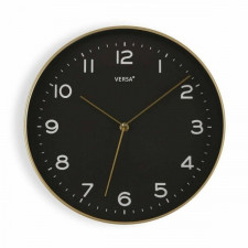 Zegar Ścienny Versa Czarny Złoty PU (30,5 x 4,3 x 30,5 cm)