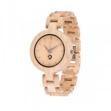 zegarek z jasnego drewna na delikatnej bransolecie - plantwear (35,5mm, bransoleta - klon)