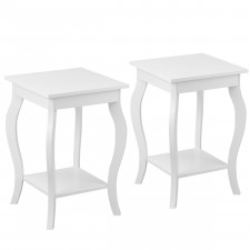 Zestaw 2 eleganckich drewnianych stolików bocznych białych