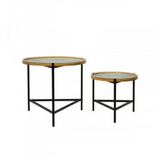 Zestaw 2 stołów DKD Home Decor Czarny 64 x 64 x 55 cm Szkło Metal