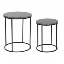 Zestaw 2 stołów DKD Home Decor Czarny Aluminium Marmur 46 x 46 x 58 cm