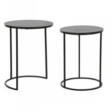 Zestaw 2 stołów DKD Home Decor Czarny Metal Aluminium 46 x 46 x 58 cm