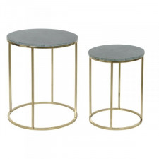 Zestaw 2 stołów DKD Home Decor Kolor Zielony Złoty Aluminium Marmur 46 x 46 x 58 cm