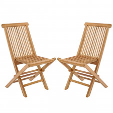 Zestaw 2 szt. składanych drewnianych krzeseł ogrodowych