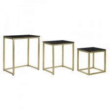 Zestaw 3 stołów DKD Home Decor 50 x 35 x 60 cm Czarny Złoty Marmur Żelazo