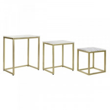 Zestaw 3 stołów DKD Home Decor 50 x 35 x 60 cm Złoty Biały Marmur Żelazo