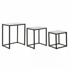 Zestaw 3 stołów DKD Home Decor Czarny Biały Marmur Żelazo (50 x 35 x 60.5 cm) (3 pcs)