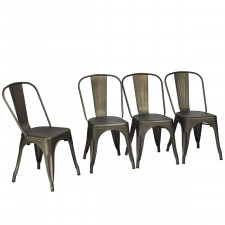 Zestaw 4 szt. metalowych krzeseł w industrialnym stylu