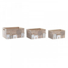zestaw dekoracyjnych pudełek DKD Home Decor Drewno MDF Boho (36 x 26 x 18 cm)