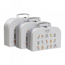 zestaw dekoracyjnych pudełek DKD Home Decor Zwierzęta Biały Metal Karton 28 x 9,5 x 20 cm