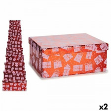 zestaw dekoracyjnych pudełek zestaw akcesoriów na prezent Czerwony Karton (2 Sztuk)