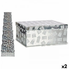 zestaw dekoracyjnych pudełek zestaw akcesoriów na prezent Srebrzysty Karton (2 Sztuk)