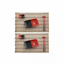 Zestaw do Sushi DKD Home Decor 31 x 27 x 2,5 cm Ceramika Czerwony Czarny Orientalny (12 Sztuk) (31 x